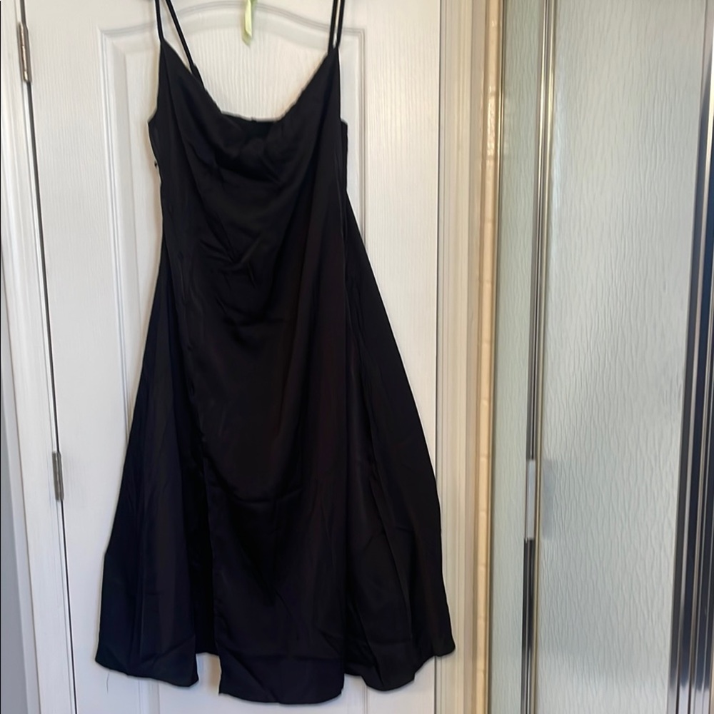 Cider Black Sleeveless Cowl Neck Midi Dress